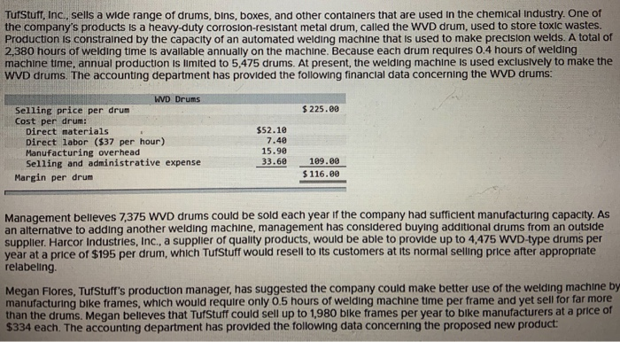  Please please please help. TufStuff, Inc., sells a wide range of
