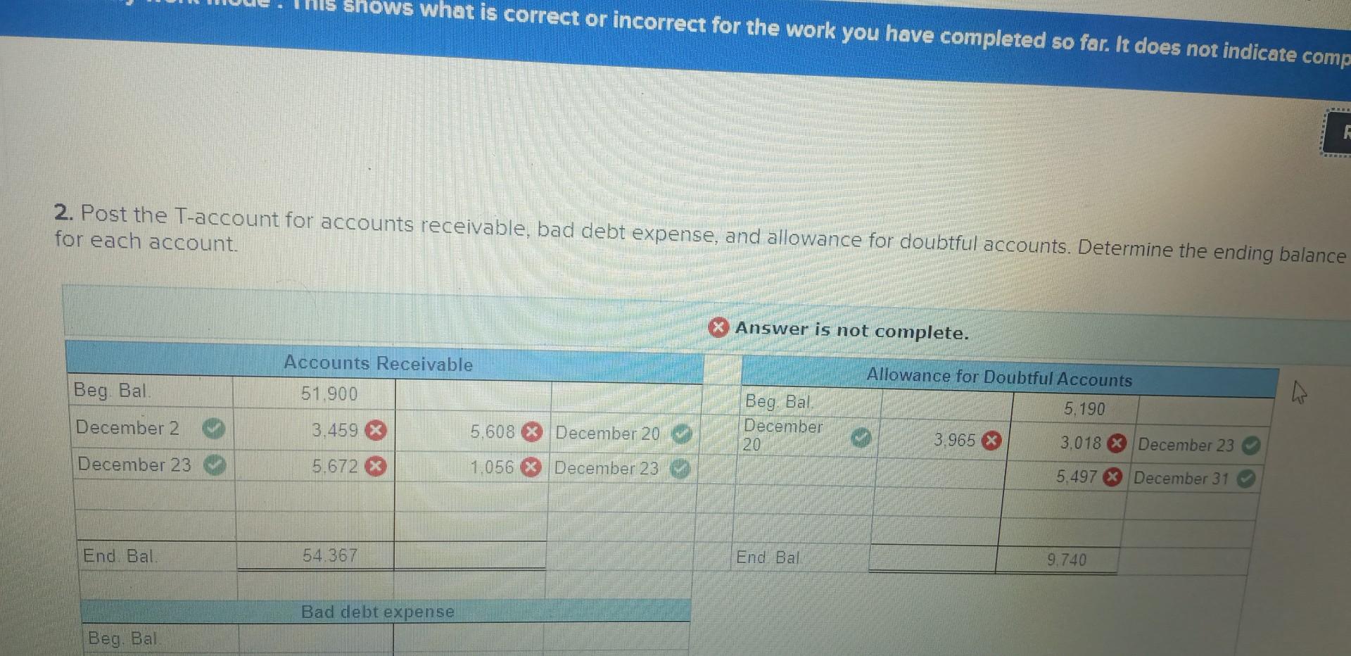 $0, and the allowance for doubtful accounts had a credit balance of