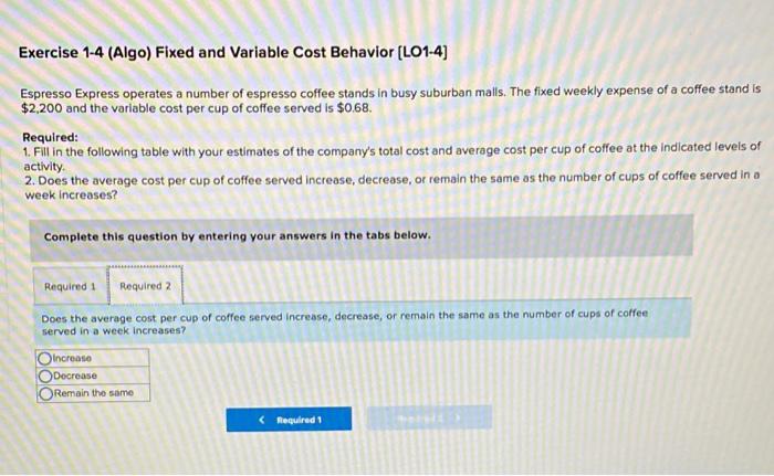 operates a number of espresso coffee stands in busy suburban malls. The