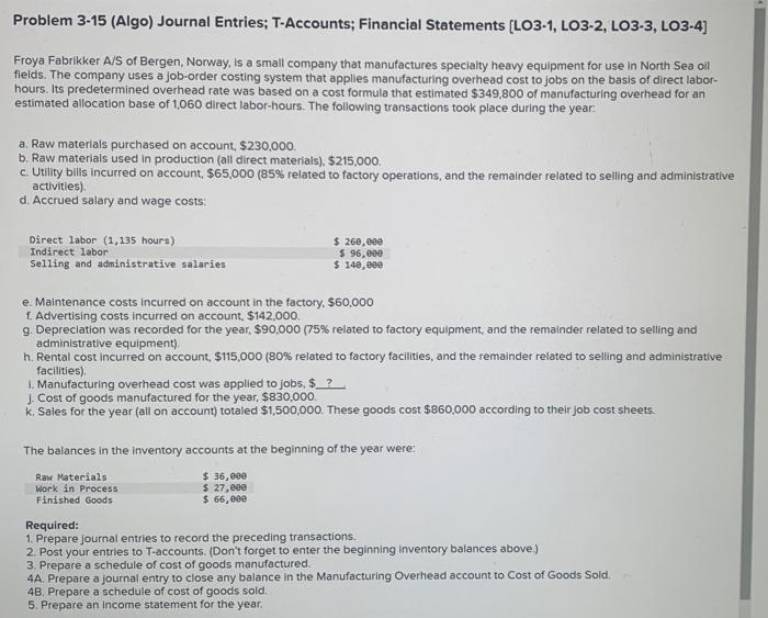 need help ! will leave thumbs up Problem 3-15 (Algo) Journal Entries;