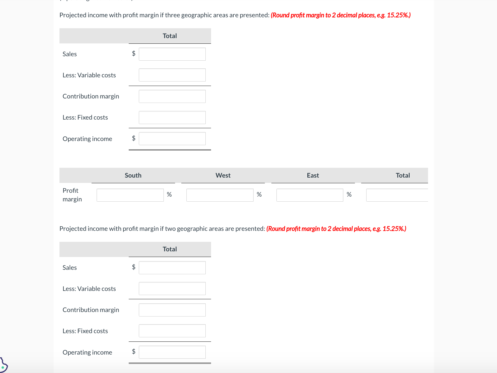 business with a planned presence in three key geographic areas, as follows.
