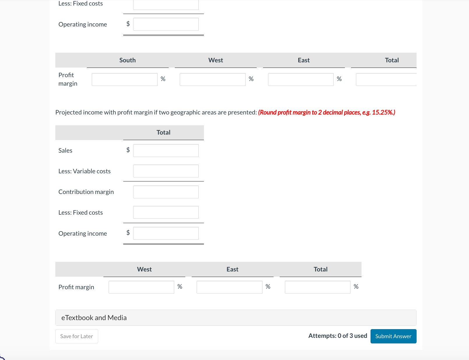 A few factors concern you about this projection: - The variable cost