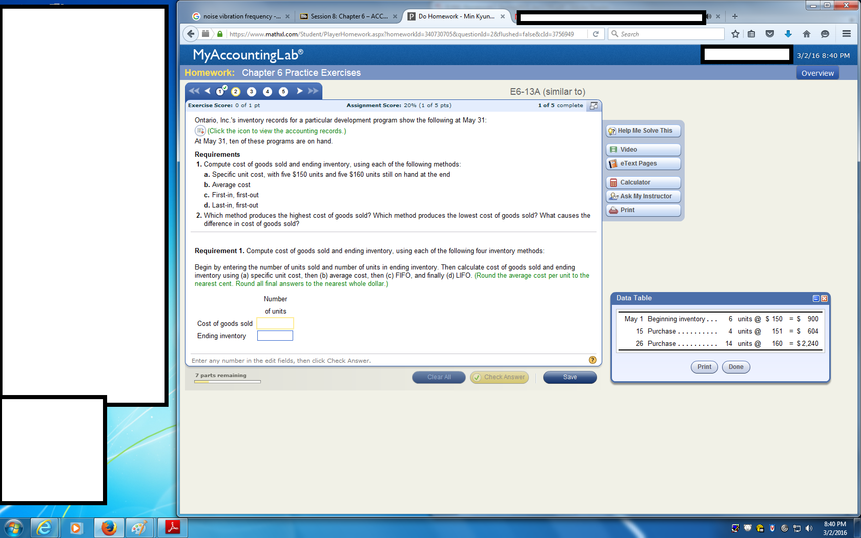 Ontario, Inc.'s inventory records for a particular development program show the following