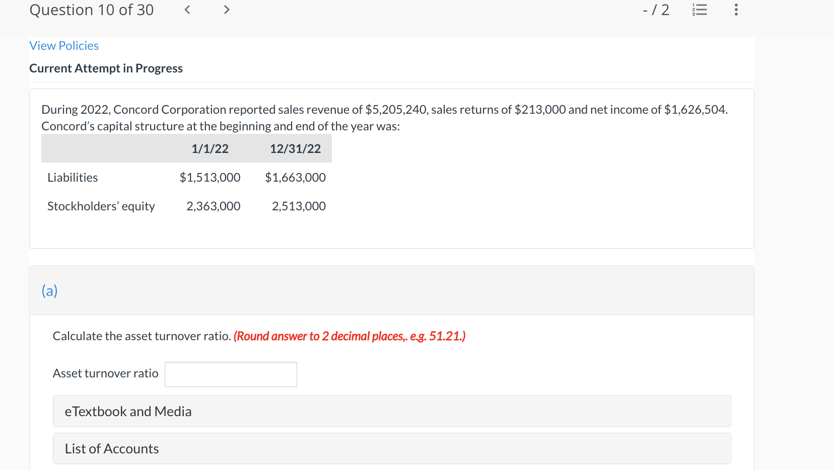 LIMITED TIME PLEASE HELP. Current Attempt in Progress During 2022, Concord Corporation