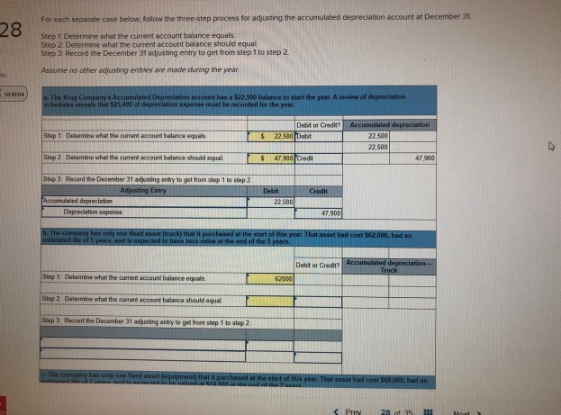 For each separate case below, follow the three-step process for adjusting