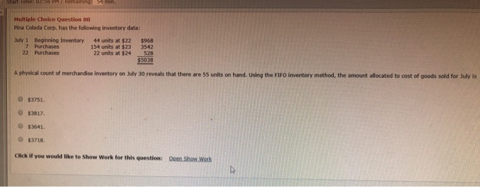  Start Time: 02:56 PM RemaintH 54 min Multiple Choice Question 80