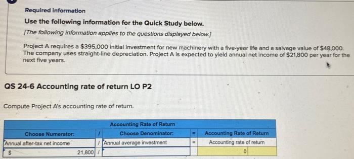 considering an investment expected to generate an average net income after taxes