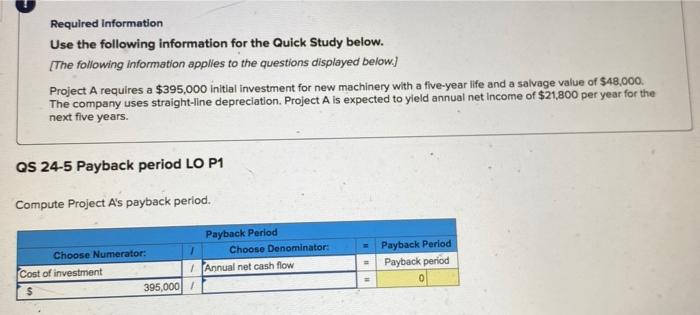 of $2,800 for three years. The investment costs $48,300 and has an