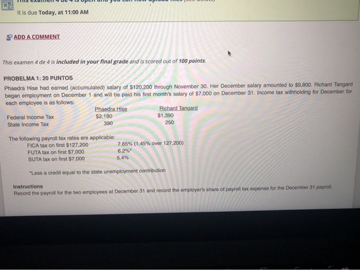  s ballel It is due Today, at 11:00 AM ADD A