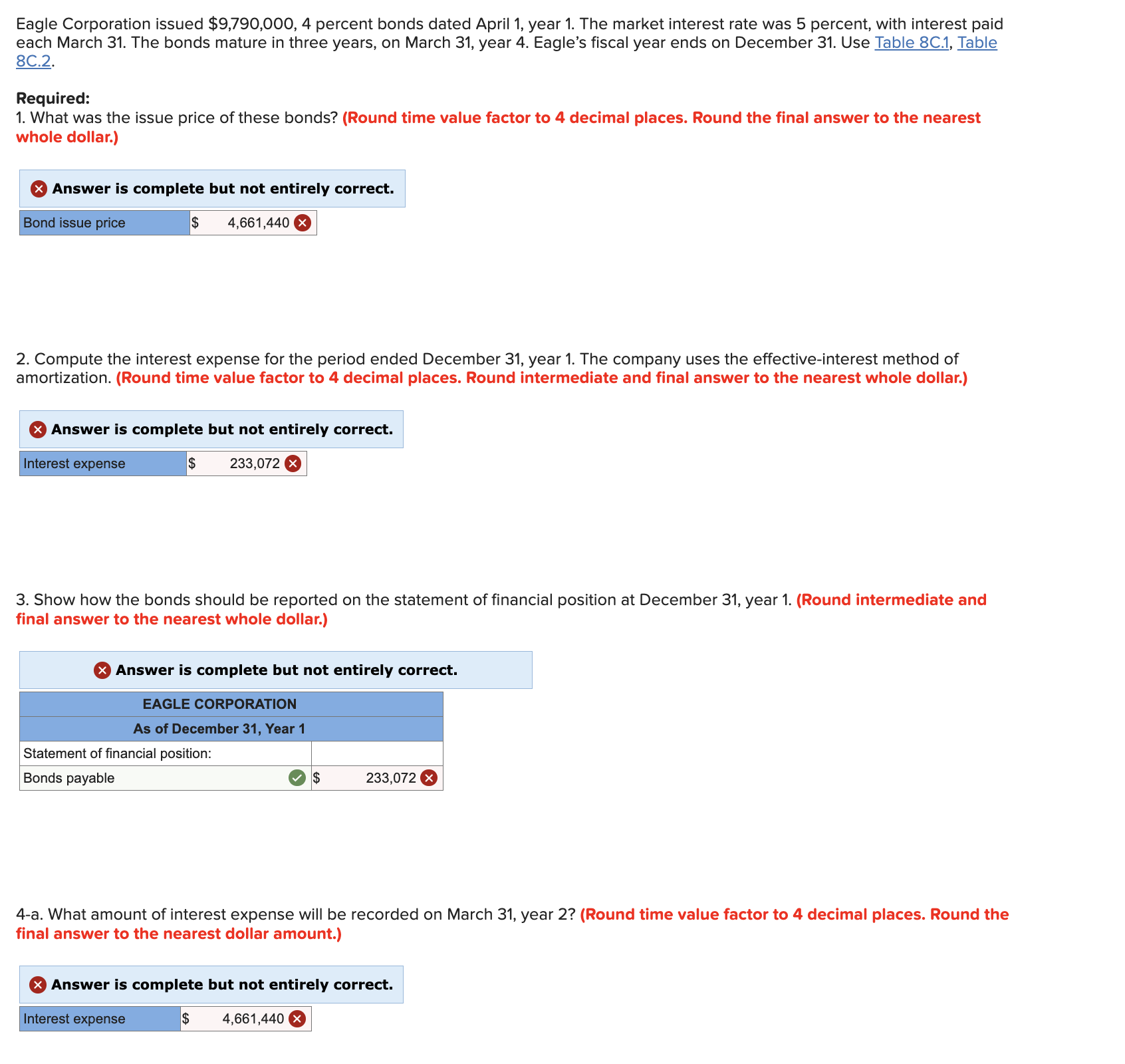  Eagle Corporation issued $9,790,000,4 percent bonds dated April 1, year 1.