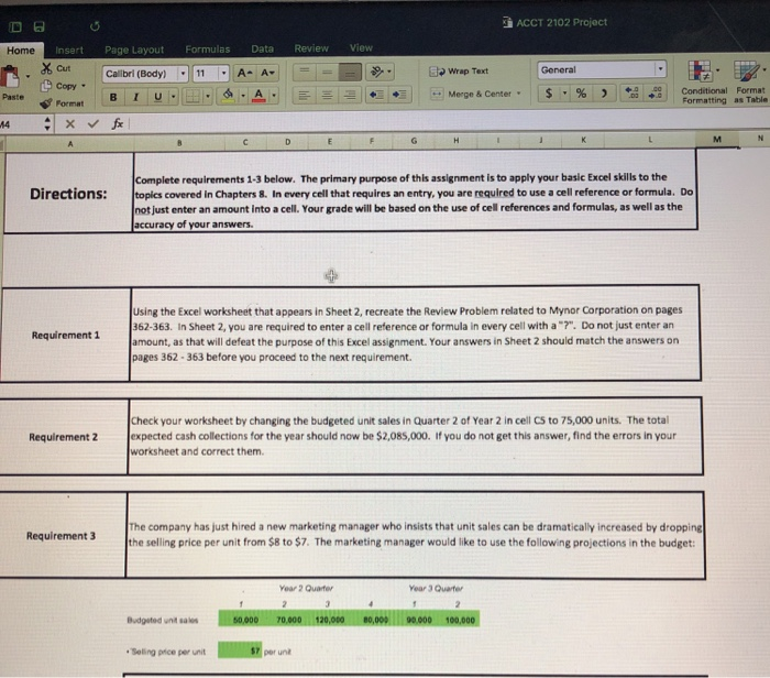  ACCT 2102 Project View Formulas 11 A Data A- A Home