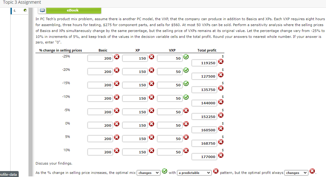  zero, enter "0". Discuss your findings. As the % change in