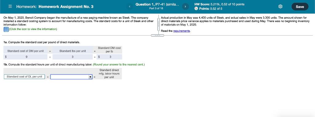 = Homework: Homework Assignment No. 3 Question 1, P7-41 (simila... Part