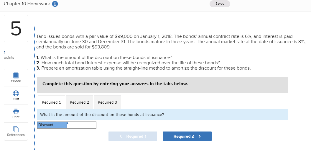  Chapter 10 Homework A Saved Tano issues bonds with a par