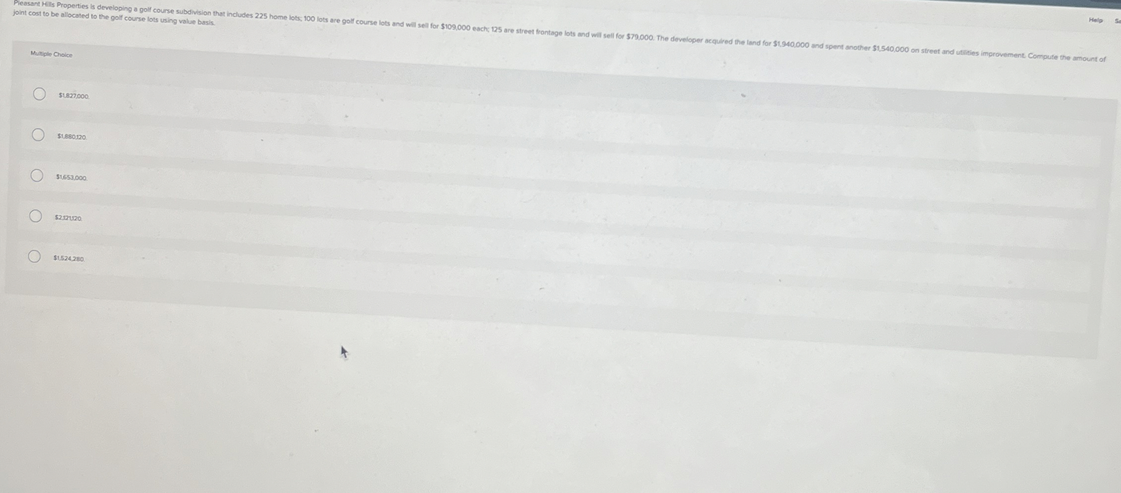  joint cont Hills Properties is developing a golf course subdivision th