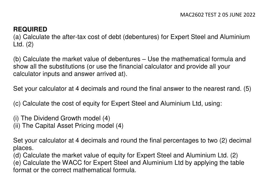 Steel and Aluminium Ltd is a medium size manufacturing business that is
