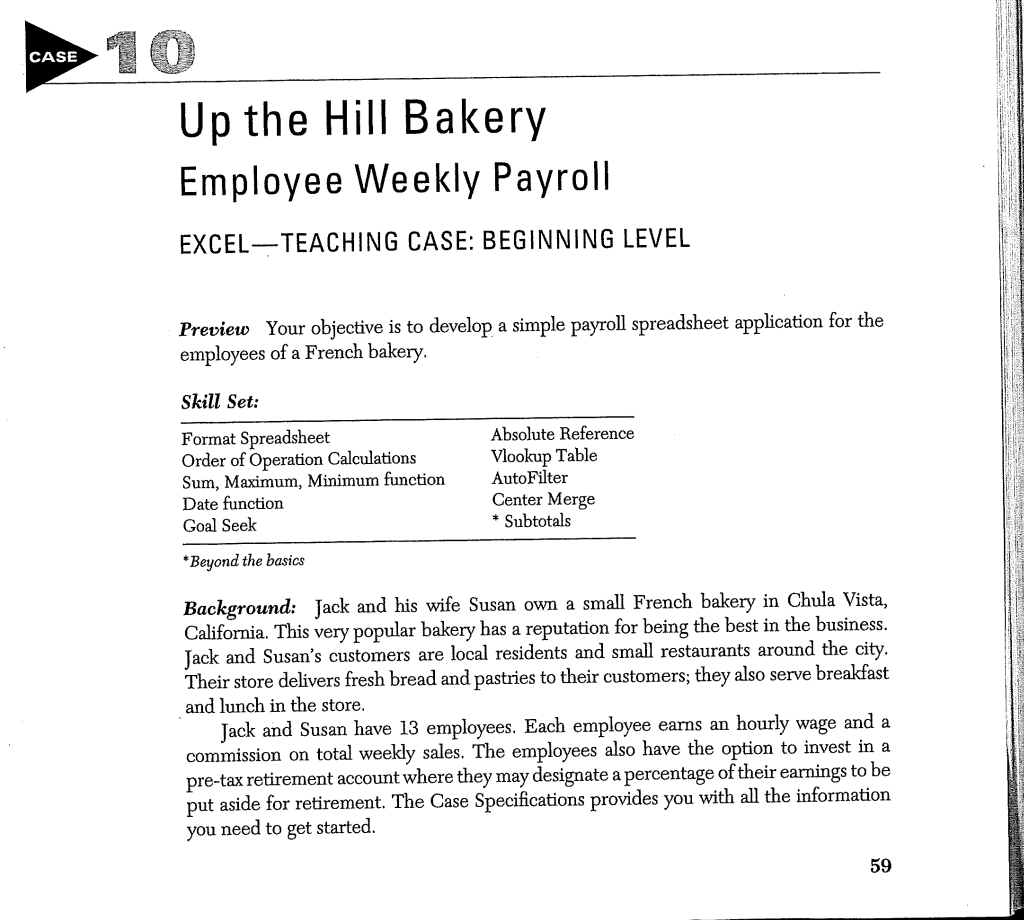  Preview Your objective is to develop a simple payroll spreadsheet application