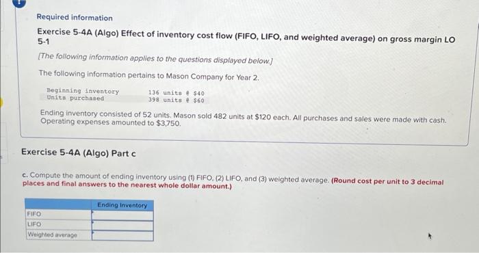 gross margin LO 5-1 [The following information applies to the questions displayed