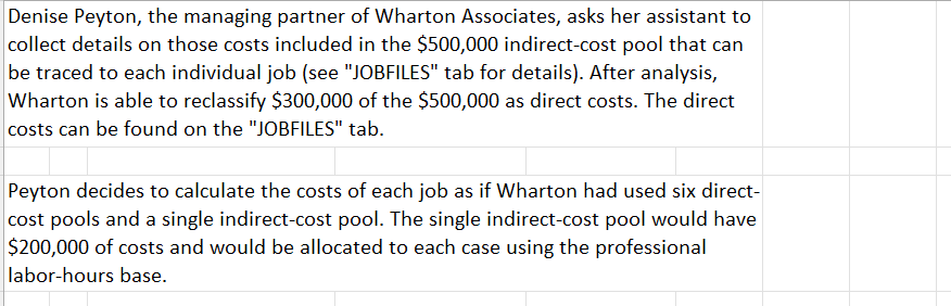 Management Job costing with multiple direct-cost categories, single indirect-cost pool, law firm