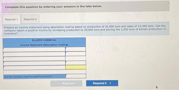 costing, and managerial ethics LO C1 Blazer Chemical produces and sells an