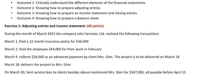  Please help - Accounting - Outcome 1: Critically understand the different