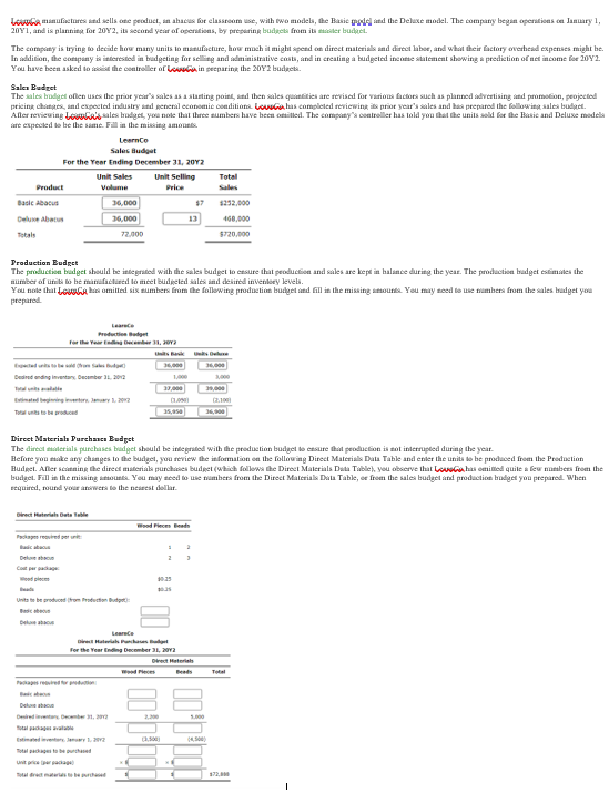 Please help with Direct Materials Purchases Budget . thank you Salen Budret