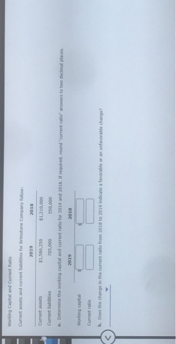  Working Capital and Current Rato Current assets and current liabilities for