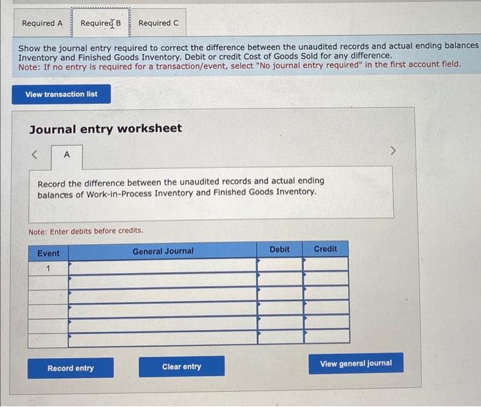 of Tillman Corporation's initial and unaudited accounts show the following ending inventory