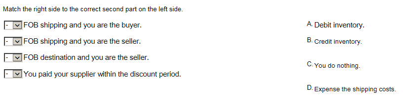  Match the right side to the correct second part on the