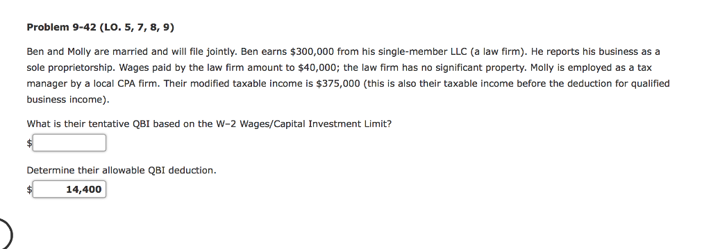 Problem 9-42 (LO. 5,7, 8, 9) Ben and Molly are married
