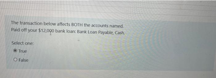 help me asap i will thum uo The transaction below affects BOTH