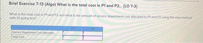 is total cost and what is the amount of service department cost