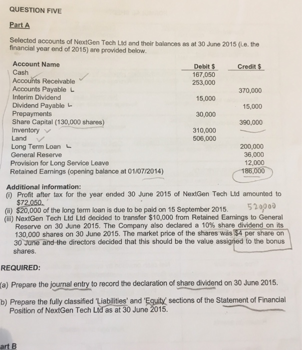  Please answer part A (a&b). Please show working on how you