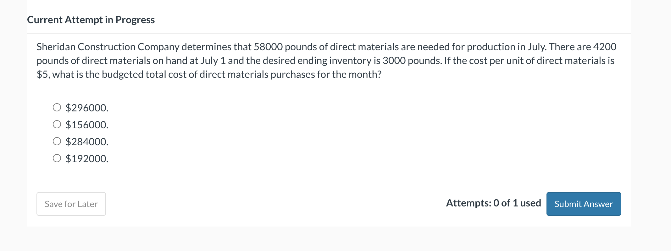  Current Attempt in Progress Sheridan Construction Company determines that 58000 pounds