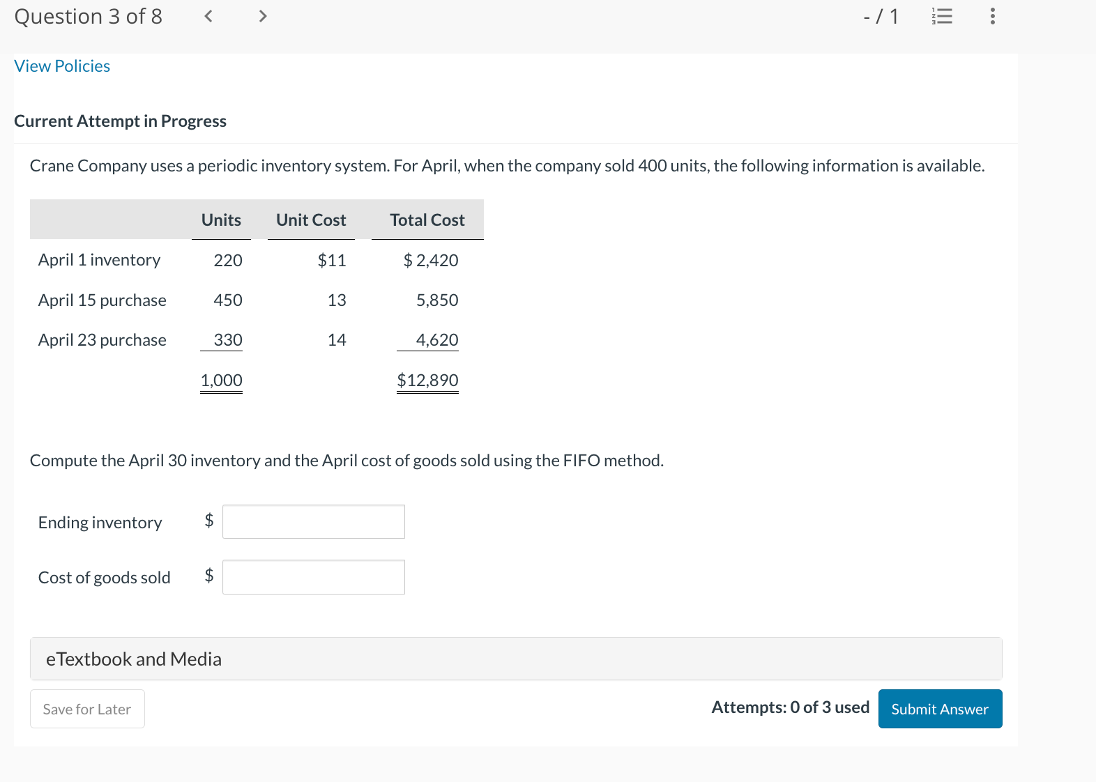 Current Attempt in Progress Oriole Company uses a periodic inventory system.