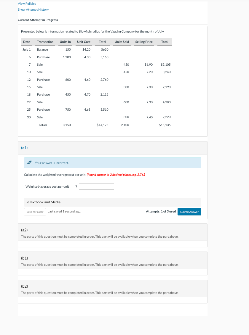 sold using the LIFO method. Presented below is information related to Blowfish