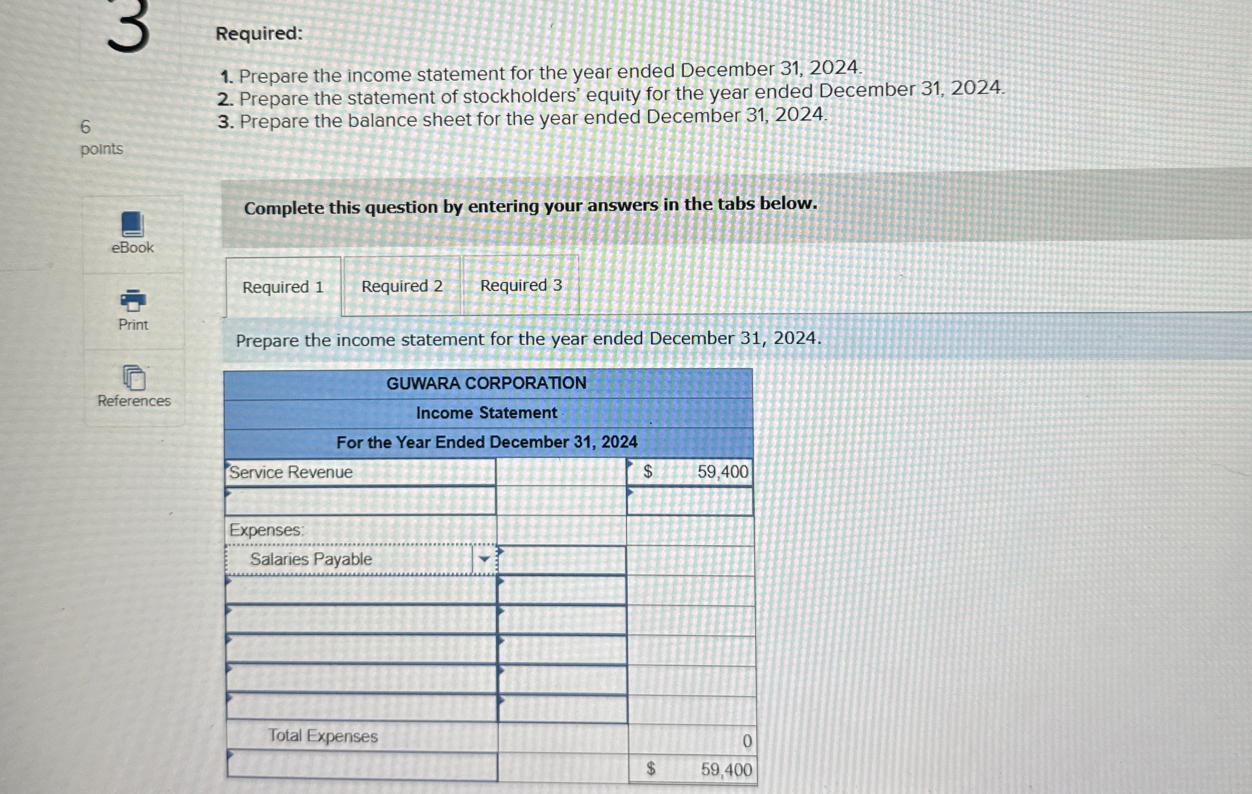  3 Problem 1-5B (Algo) Prepare financial statements (LO1-3) Guwara Corporation provides
