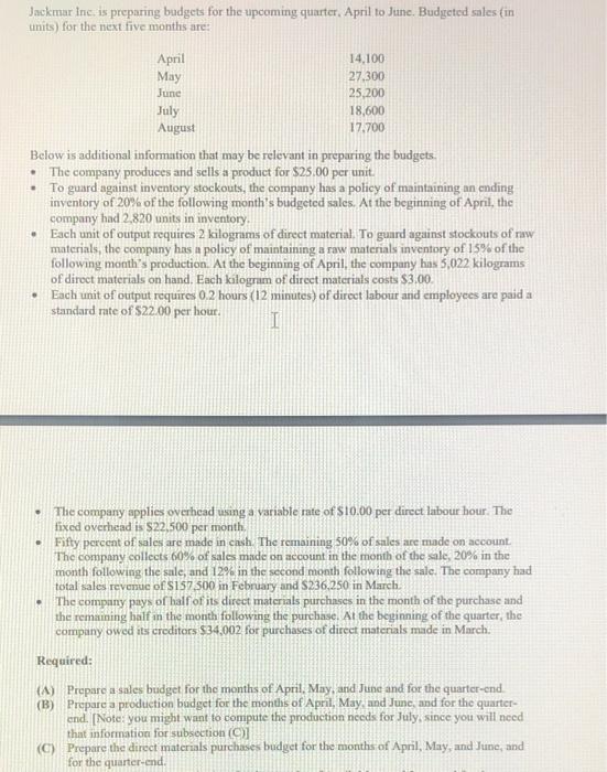 Please answer A, B, C, D, E, F, G, H Jackmur Inc