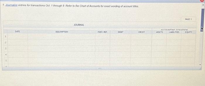 which completed the following transactions during the month: Oct. 1 Jay Crowley