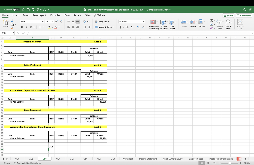 Supplies = 2,430 - debit Store Supplies = 3,158 - debit Prepaid