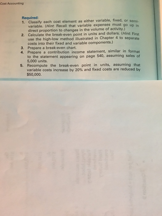 margin and break-even analysis Grand Canyon Manufacturing Inc. produces and sells a