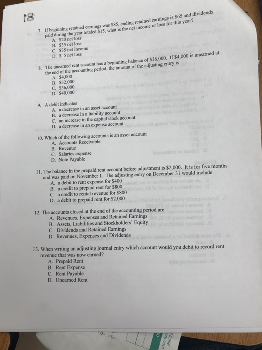 and liabilities B. revenues and expenses C. capital stock and retained earnings