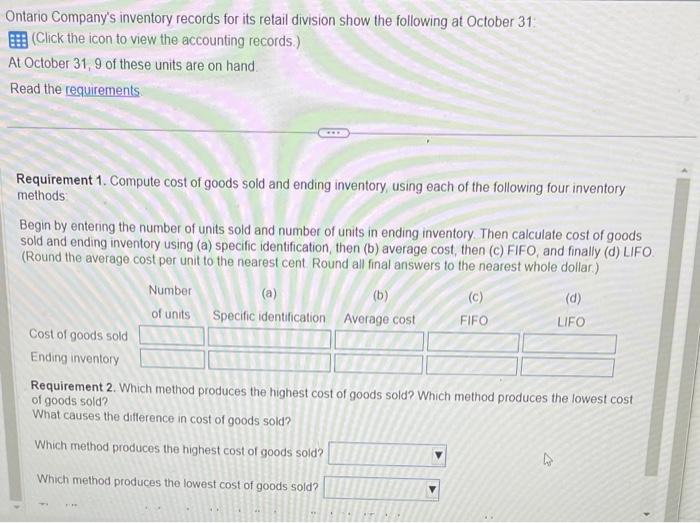 a. Specific identification, with three $165 units and six $175 units still