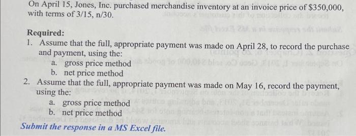 Please help me with the solution for gross price method and net