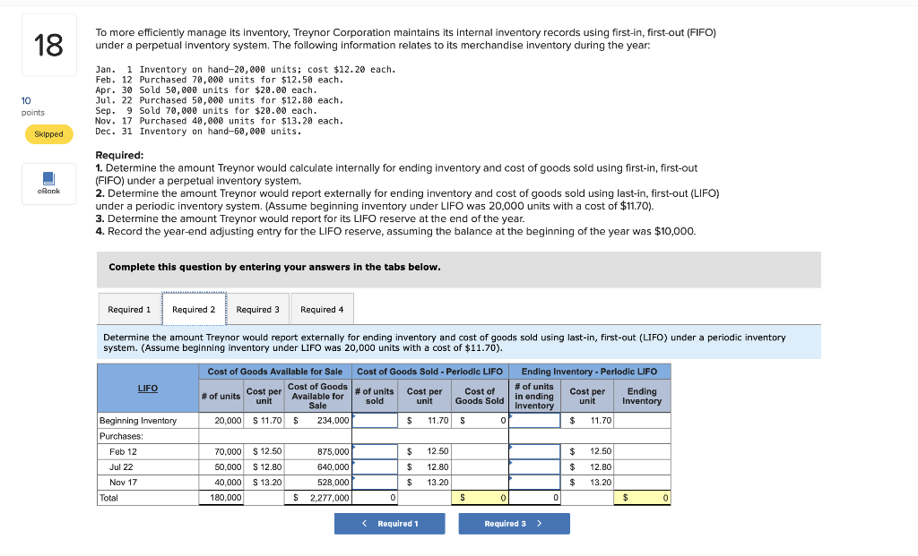 Exit Submit 18 To more efficiently manage its inventory, Treynor Corporation maintains