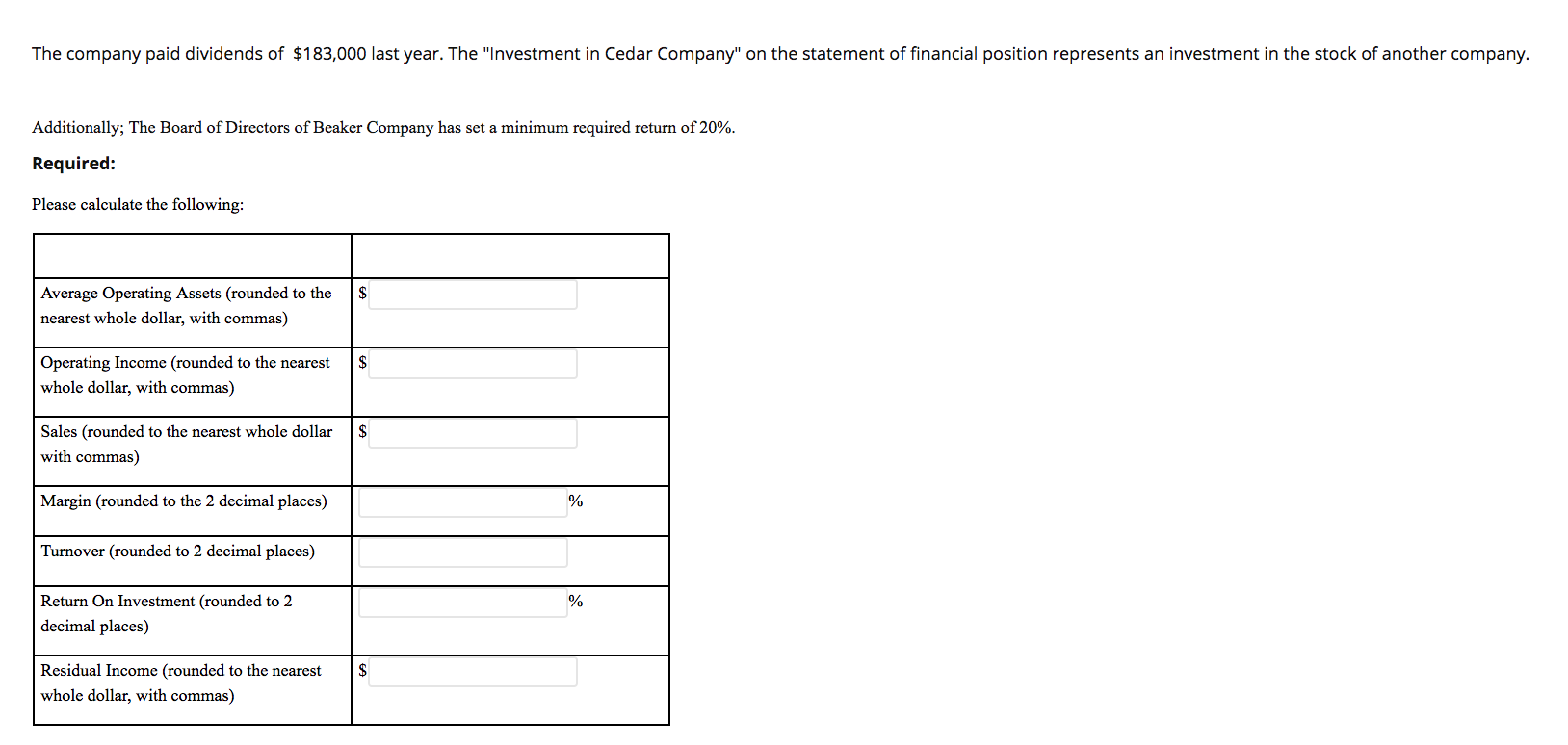 Company Statements of Financial Position Beginning Balance Ending Balance Assets: Cash $