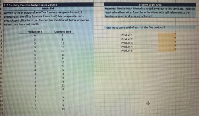 7.2 plz show equation E13,9 - Using Excel to Analyze Sales Volume