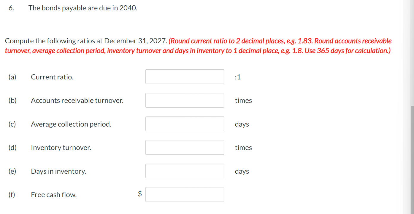  Additional information for 2027: Net income was $26,900. Sales on account