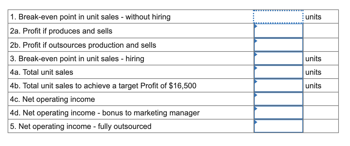 Problem 6-25 (Static) Changes in Fixed and Variable Costs; Break-Even and Target