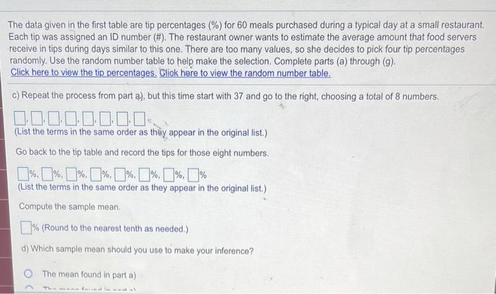 for 60 meals purchased during a typical day at a small restaurant.